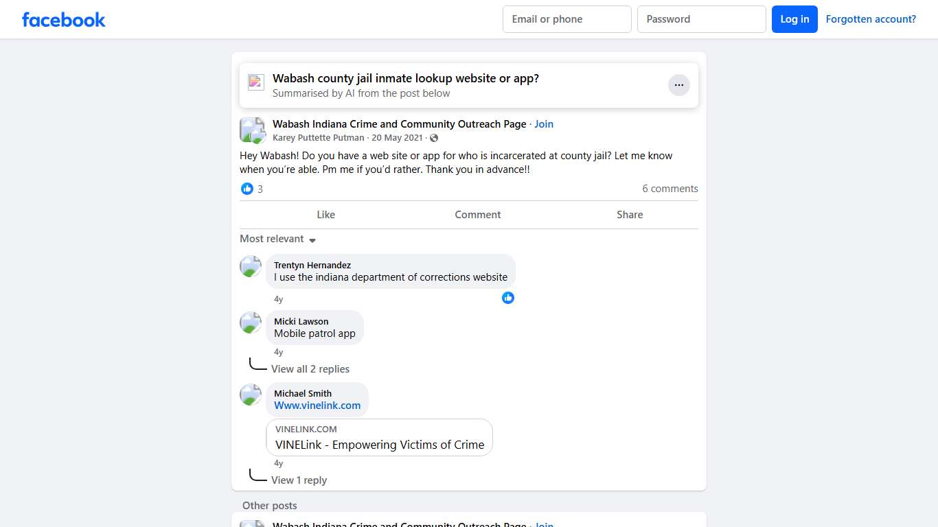 Wabash Indiana Crime and Community Outreach Page | Hey Wabash! Do you have a web site or app for who is incarcerated at county jail | Facebook
